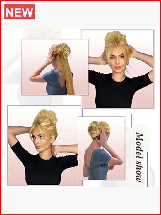 100% Real Human Hair Messy Bun Clip Hair Extension - Sturdy Claw Clip for main image 5